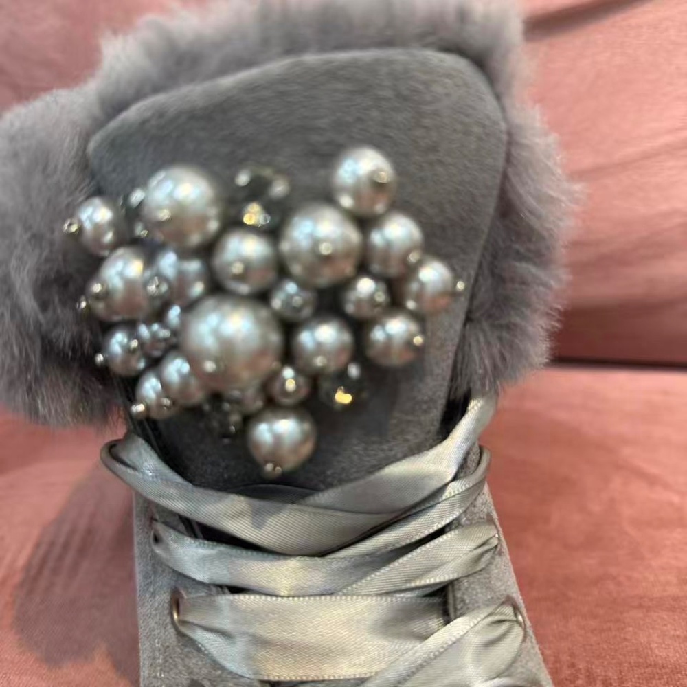 ANKLE FUR BOOTS WITH PEARLS - Picture 3 of 8